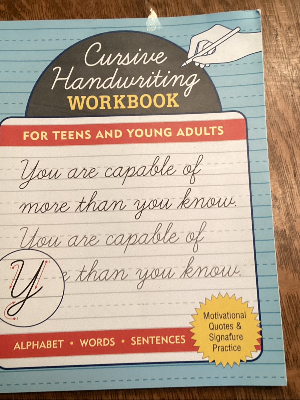 Cursive Handwriting Workbook for Teens and Young Adults - Blue
